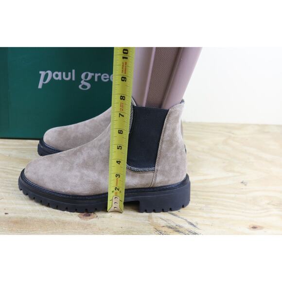 New Paul Green Boots Womens 6 Beige Brown Leather Chelsea Platform Ankle Shoes - Picture 6 of 8